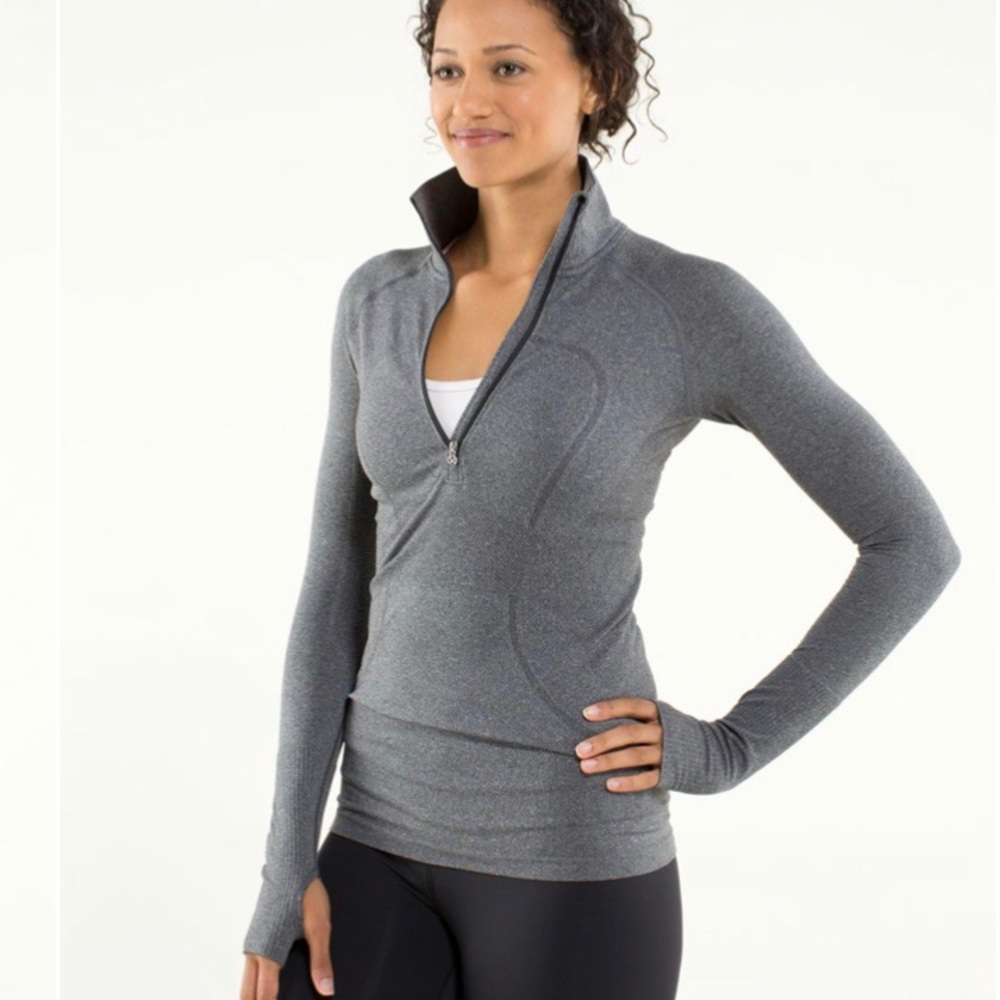 Lululemon Run Swiftly Tech 1/2 Zip Heathered Black